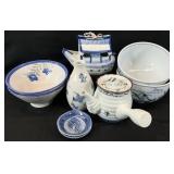 Japanese Blue & White Teapot, Bowls & More