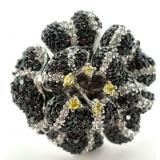 White Gold Plated Multi Gemstone Ring, Sz 7