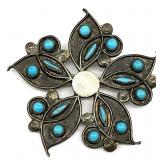 Sterling Turquoise Native American Style Brooch