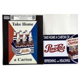 2 Vintage Pepsi-Cola Advertising Metal Signs