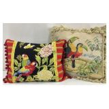 2 Tropical Birds Needlepoint Pillows