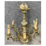 Vintage HEAVY 6 Arm Chandelier
