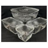 4 Anchor Hocking Glass Refrigerator Dishes