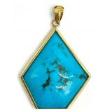 18K Gold & Turquoise Pendant
