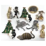 Cat Brooches Jewelry Group