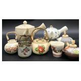 Asst Japanese Small Pottery Teapots & More