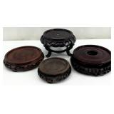 4 Vintage Chinese Carved Wood Display Stands