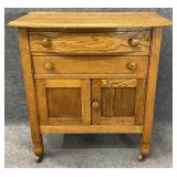 Antique Oak Blind Door Stand