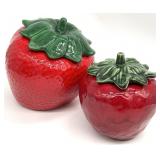 2 Strawberry Ceramic Canisters