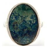 Signed Sterling Silver Green & Blue Stone Ring,