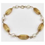 14K Gold & Cultured Pearl Bracelet