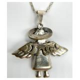 Italian Sterling Silver Chain w/ 925 Angel Pendant