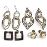 4 Pair Sterling Silver Earrings