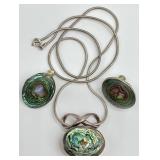 Sterling Silver Abalone Pendant Necklace &