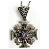 900 Silver Jerusalem Cross, Italy 925 Chain