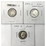 3 - San Francisco Silver Roosevelt Dimes