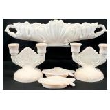 5pc Vintage Pink Milk Glass