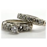 18K Gold & Diamond Wedding Ring Set, As Is