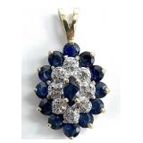 14K Gold, Sapphire & Diamond Pendant