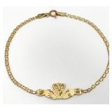 14K Gold Michael Anthony Signed Claddagh Bracelet