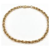 14K Gold Rope Chain Bracelet