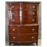 Mahogany Bow Front Chest on Chest