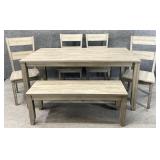 New Grey DIning Table w/ Chairs & Bench