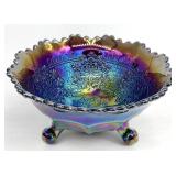 Fenton Leaf Chain Amethyst Carnival Glass Bowl