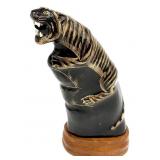 Carved Buffalo Horn Tiger Statue