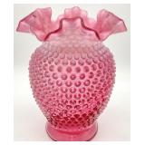 Fenton Cranberry Opalescent Hobnail Vase