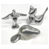 3 Signed Hoselton Aluminum Sculpture Figurines