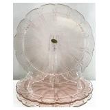 3pc Vintage Pink Glass Cake Plates