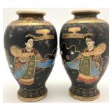 2 Vintage Japanese Satsuma Vases