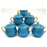 Limoges France Blue Chocolate Cups & Lids
