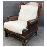 Pine Frame Wingback Arm Chair
