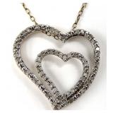 Gold Tone Sterling Diamond Heart Pendant Necklace