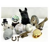 Vintage Small Figurines, Dog Coin Bank & More