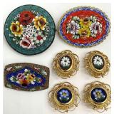 Vintage Italian Micro Mosaic Brooches & Earrings