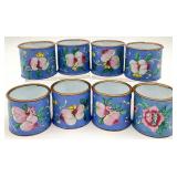 Set of 8 Chinese Enamel Floral Napkin Rings