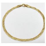 Italian 14K Gold Braided Herringbone Bracelet