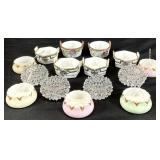 Antique Vintage Porcelain & Glass Salt Cellars