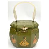 Vintage Decoupage Octagon Wooden Purse