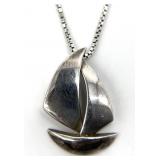 Sterling Silver Sailboat Pendant Necklace