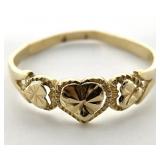 Signed 14K Gold Heart Ring, Sz 7.5