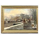 Amsterdam Horse & Carriage Canal Scene Painting