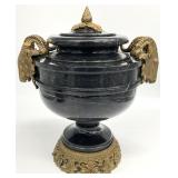 Antique Black Marble & Brass Ram
