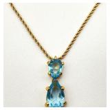 Christian Dior Gold Tone, Blue Stone Necklace