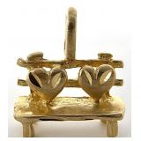 14K Gold Heart Bench Pendant