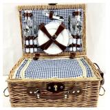 Wicker Picnic Basket w/ Contents