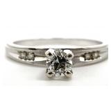 14K White Gold & Diamond Engagement Ring, Sz 6